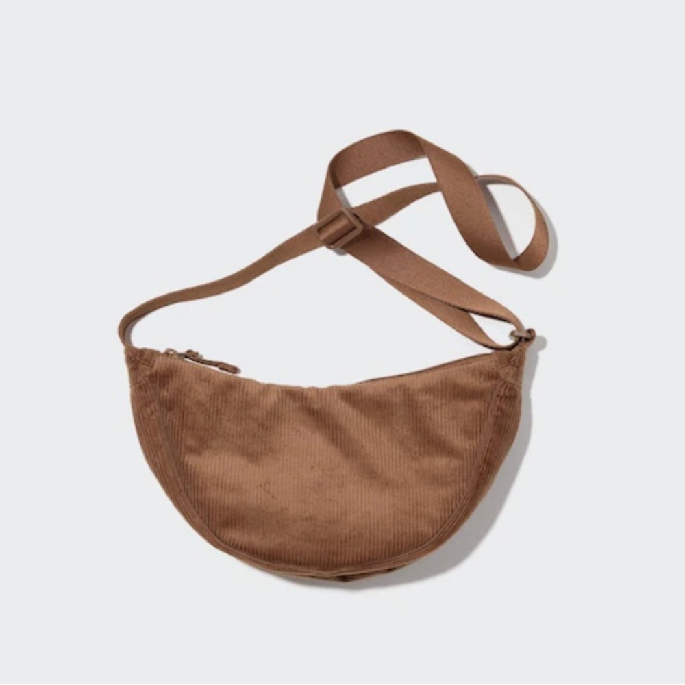 Uniqlo corduroy round mini shoulder bag - brown